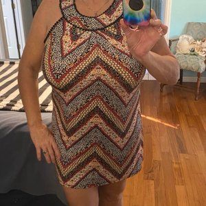 Black Multi Colored Sleeveless Mini Dress